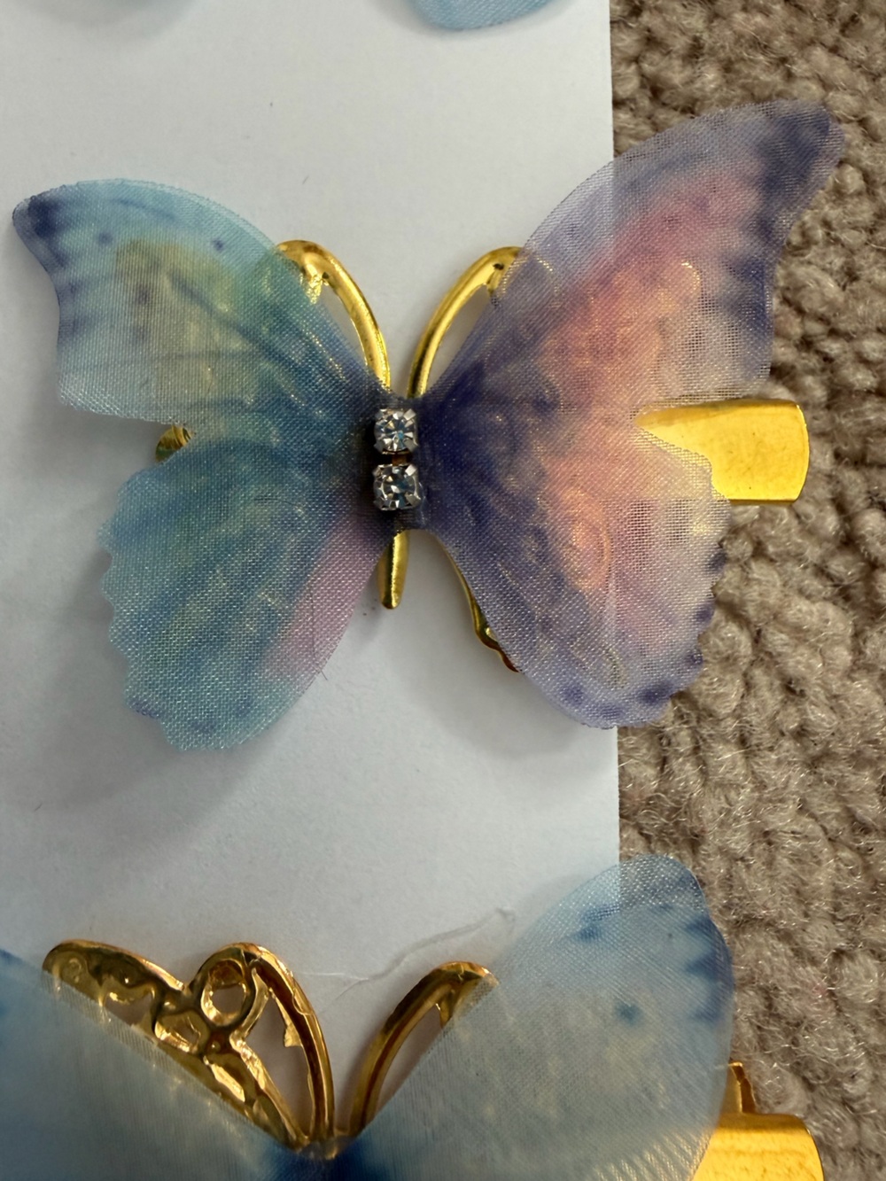 NWOT Aratta Silent Journey-Butterfly Hair Clips Set - Pastel Pink, Purple & Blue - Picture 10 of 14